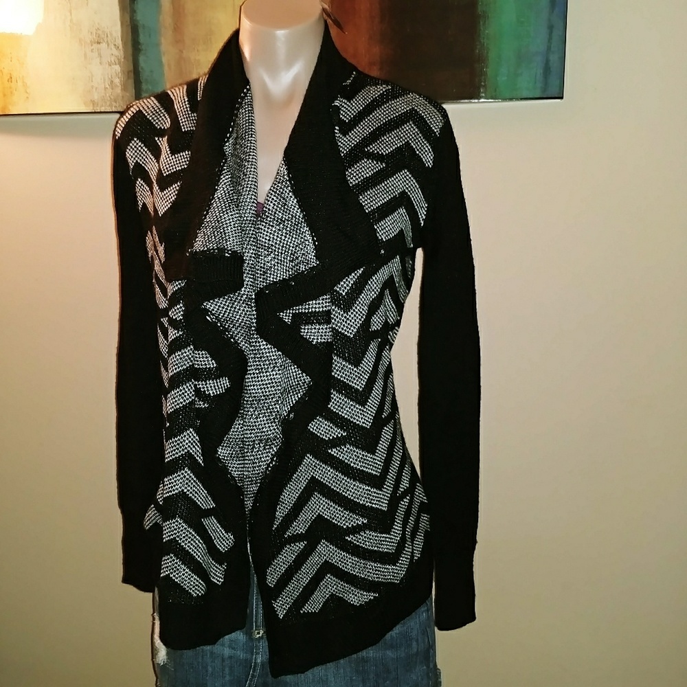 CANDIE'S CHEVRON CASCADE SWEATER CARDIGAN COATIGAN